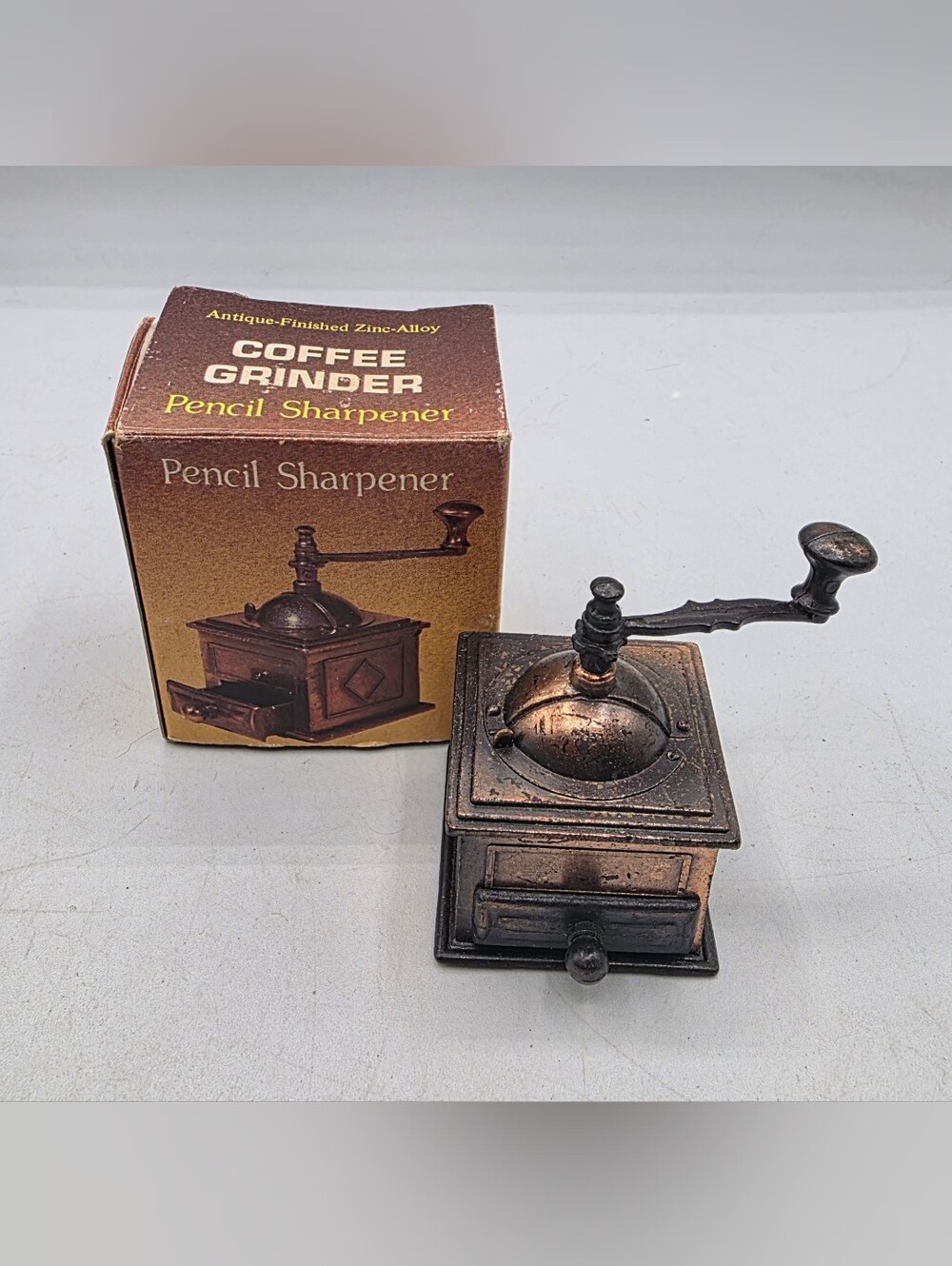 Vintage Die Cast Metal Old Fashion Coffee Grinder Pencil Sharpener Hong Kong